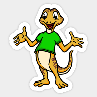 Cute Anthropomorphic Human-like Cartoon Character Gecko in Clothes Sticker